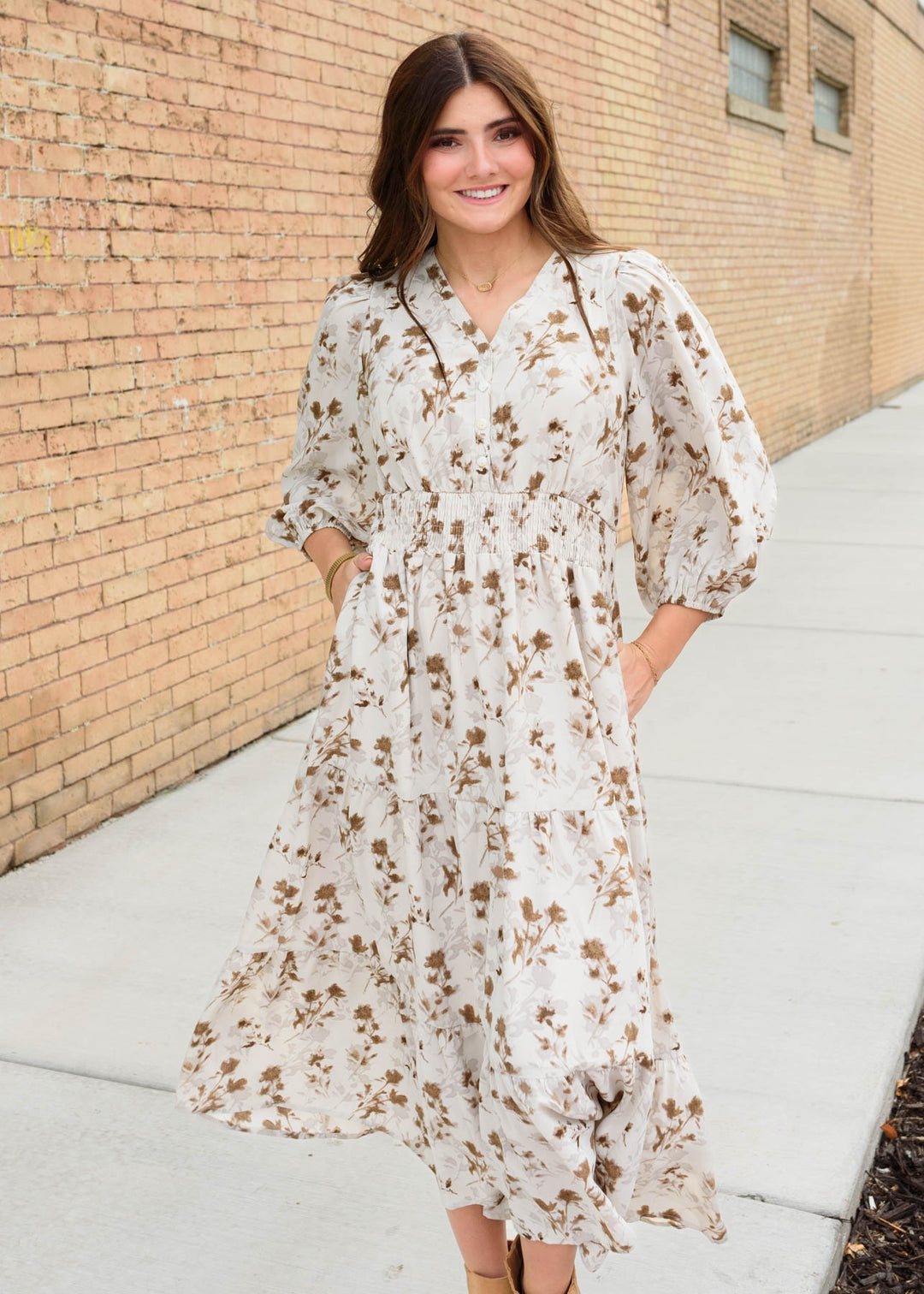 Daphne Floral Print Midi Dress Polagram – Lena Layne