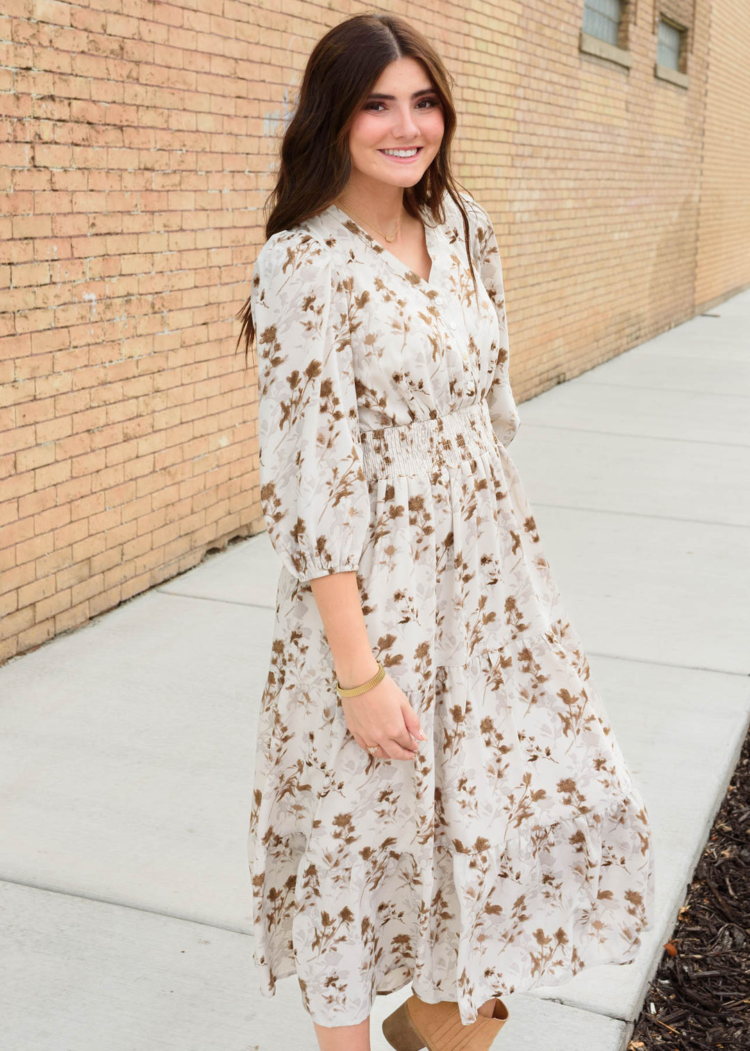 Daphne Floral Print Midi Dress Polagram – Lena Layne