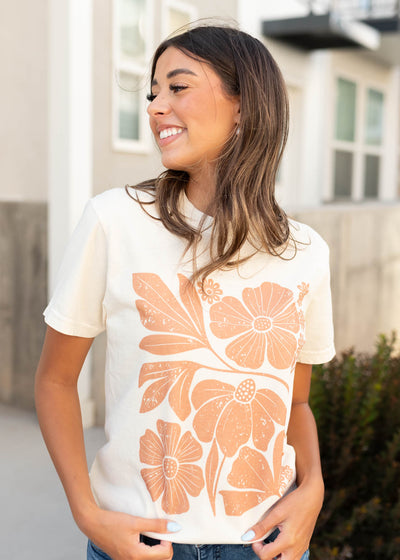Ivory floral print tee