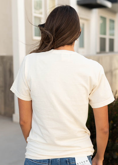 Back view of the ivory floral print tee