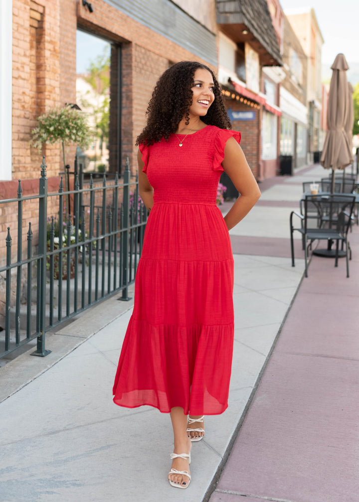 red smocked dress Rebecca Taylor