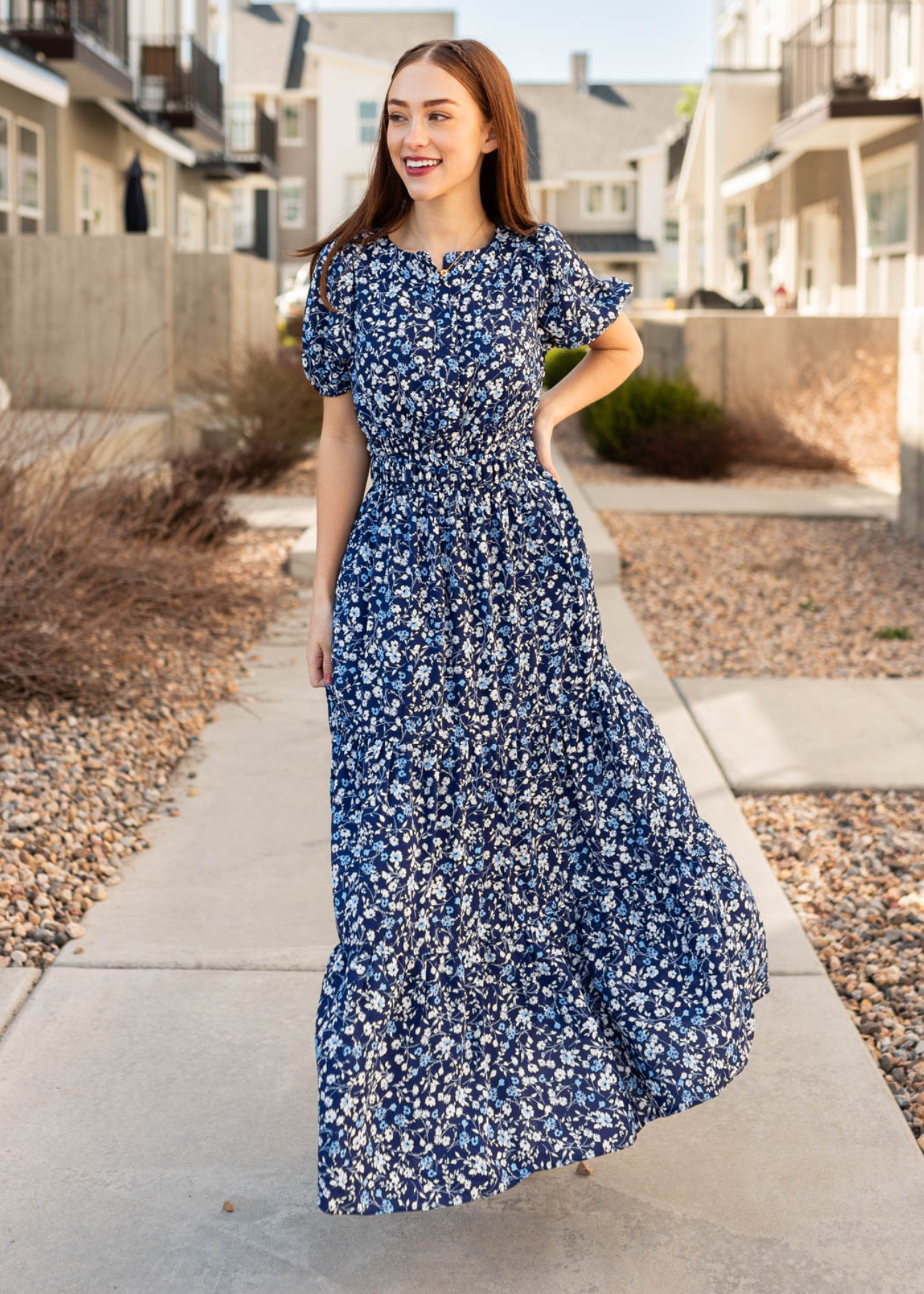 Navy Floral Dress
