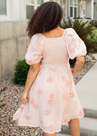 Back view of the pink blush floral dress