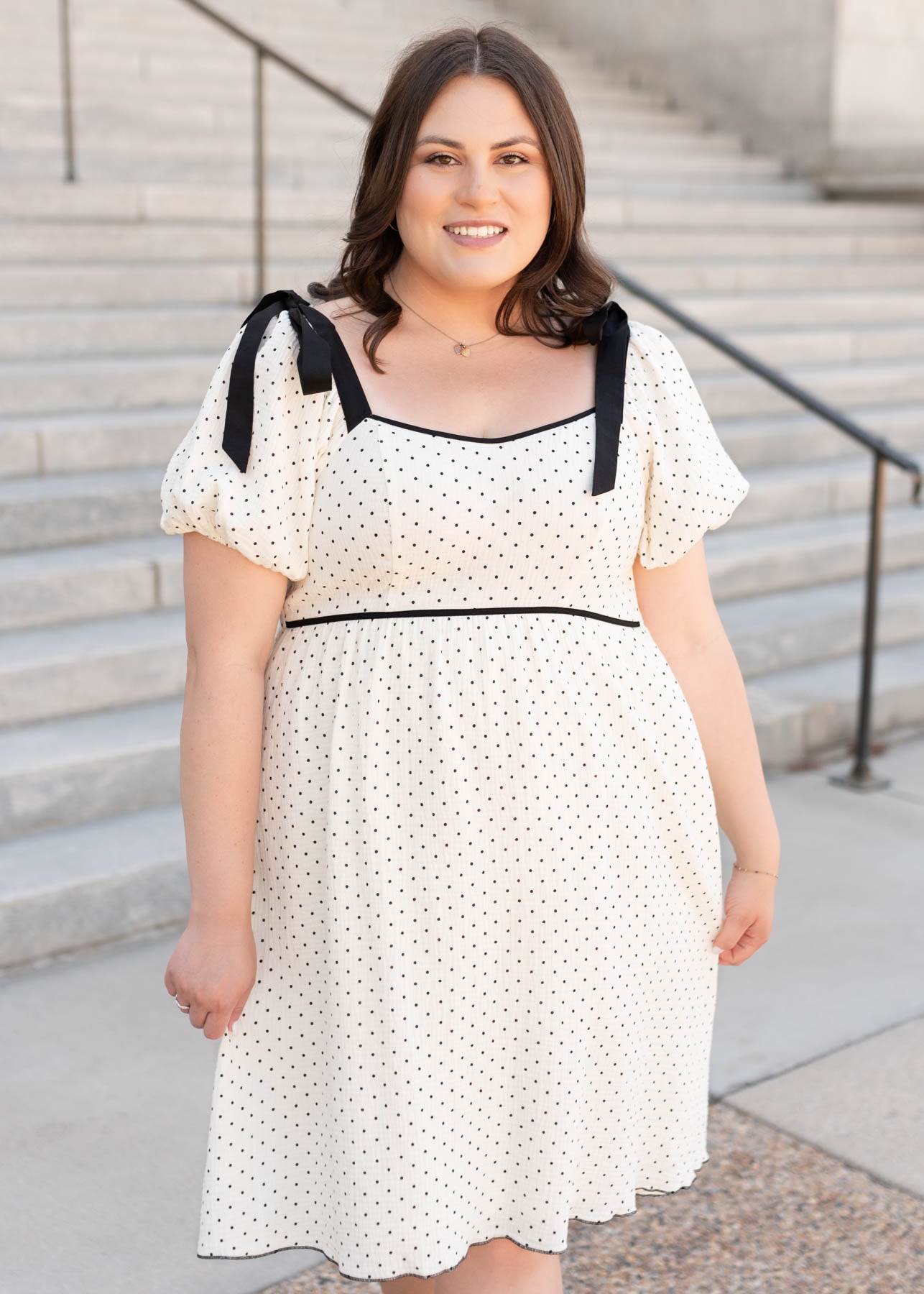 plus size ivory polka dot dress