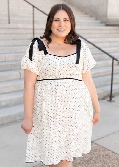 plus size ivory polka dot dress