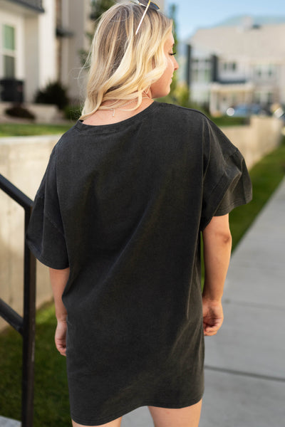 Back view of dreamer black t-shirt dress