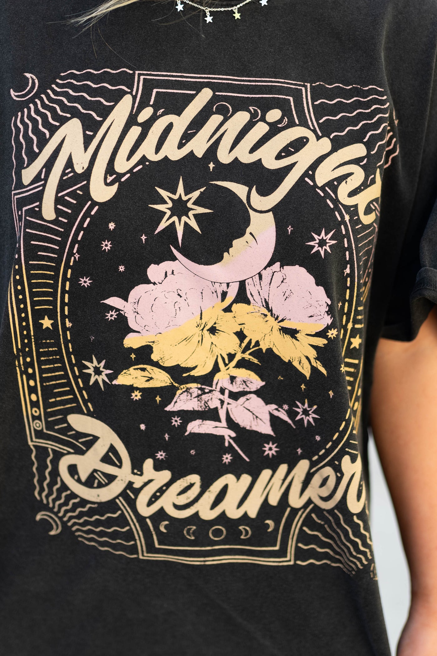 Dreamer black t-shirt dress with short sleeves
