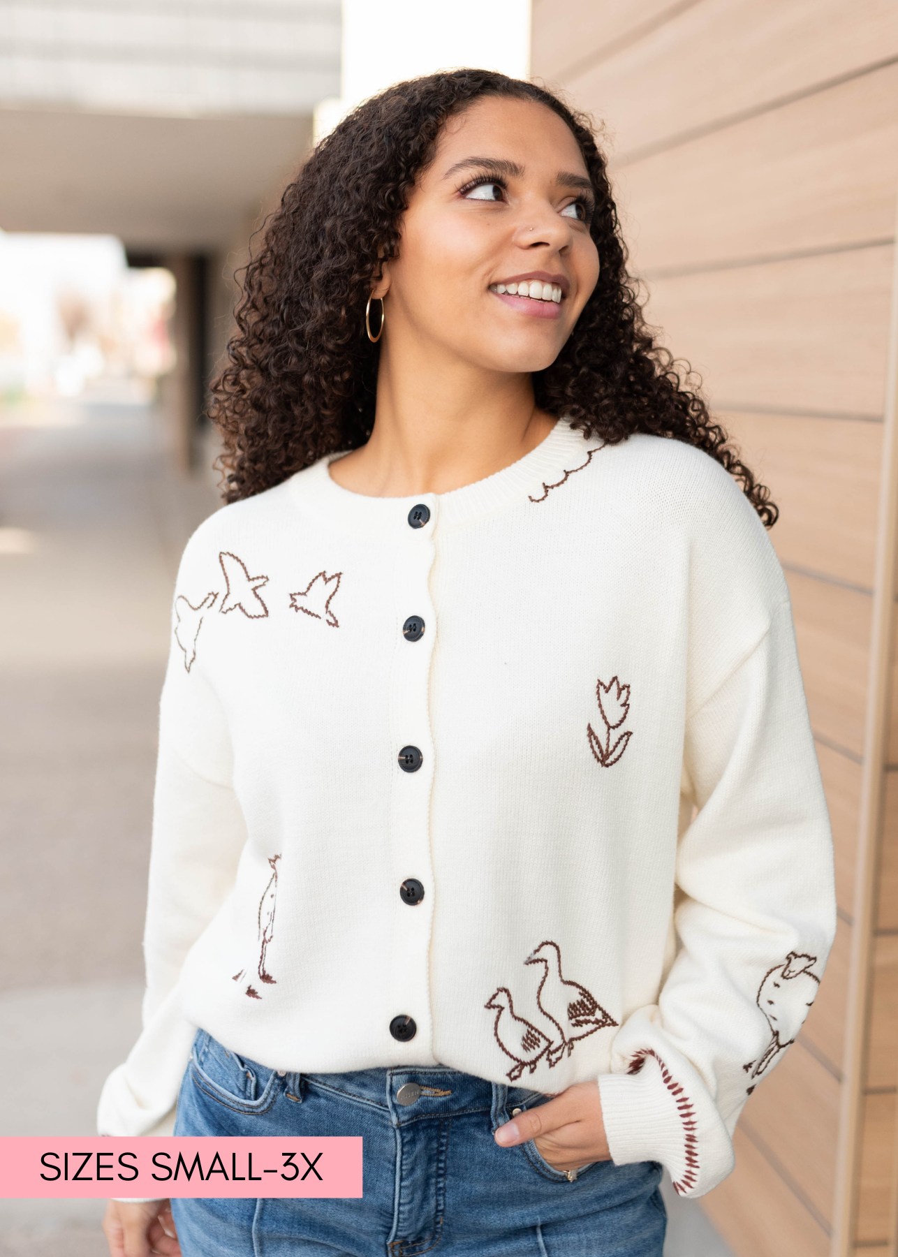 Dylan Cream Embroidered Cardigan