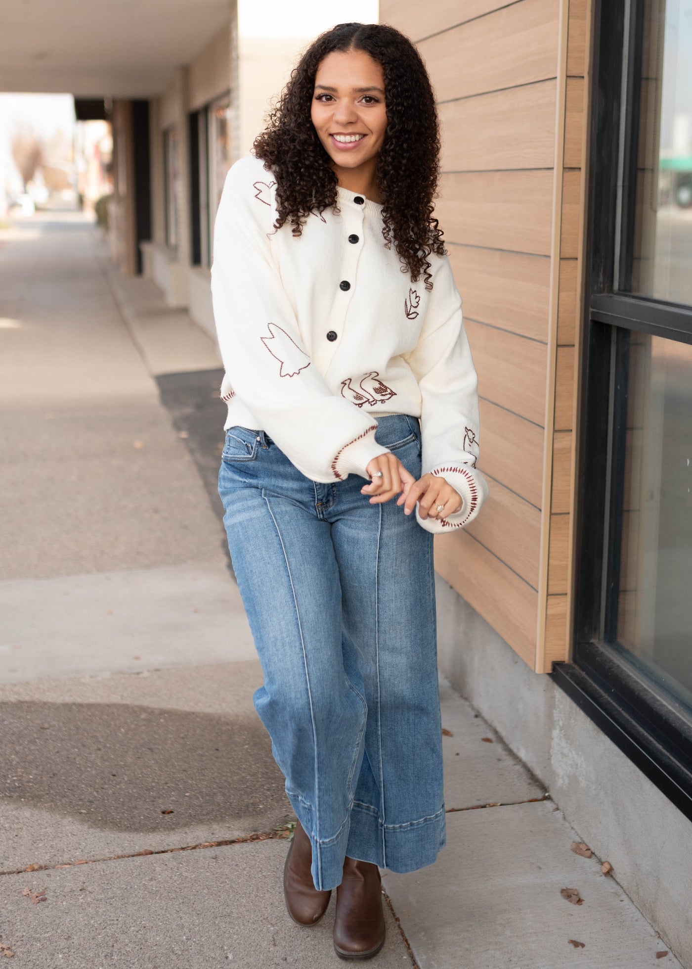 Dylan Cream Embroidered Cardigan
