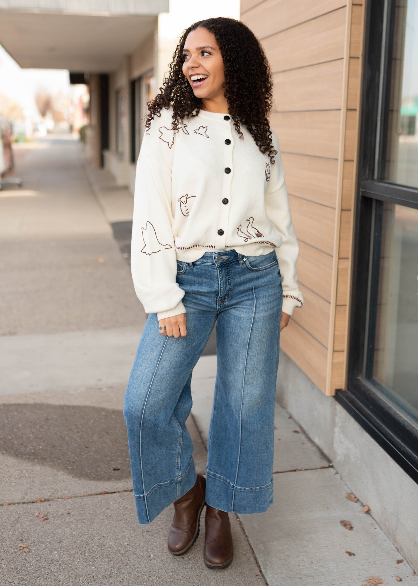Dylan Cream Embroidered Cardigan