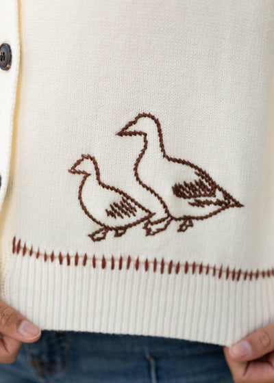 Dylan Cream Embroidered Cardigan