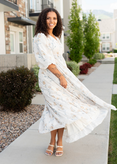 Cream flower dress