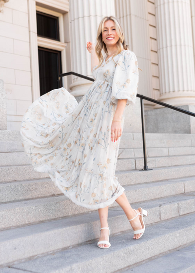 Cream flower dress