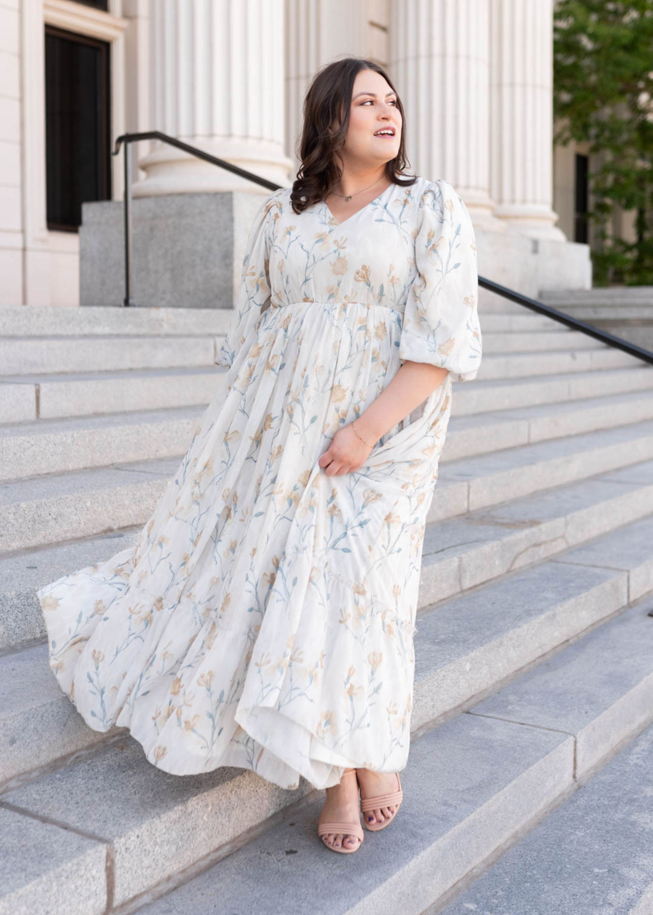 Plus size cream flower dress