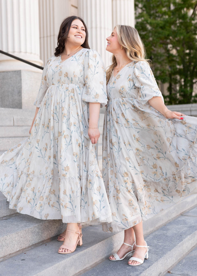 Elara Cream Flower Dress