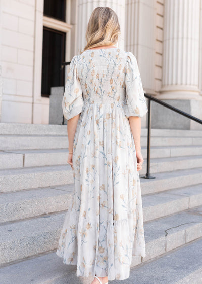 Back view of the cream flower dress