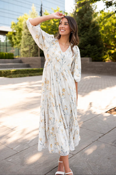 Cream flower dress
