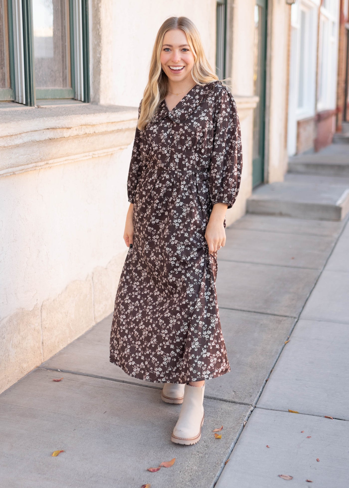 Eleanor Brown Floral Dress