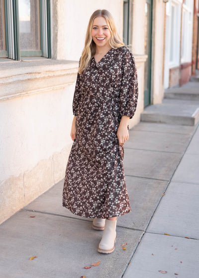 Eleanor Brown Floral Dress