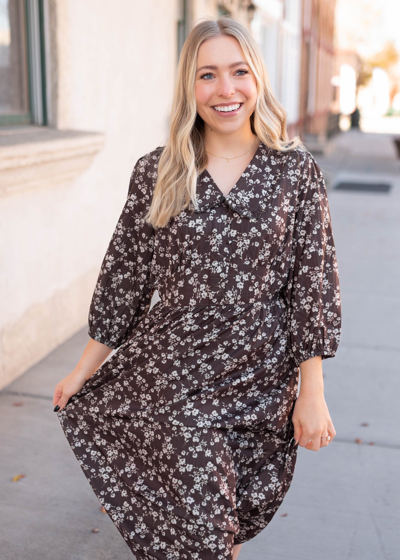 Eleanor Brown Floral Dress