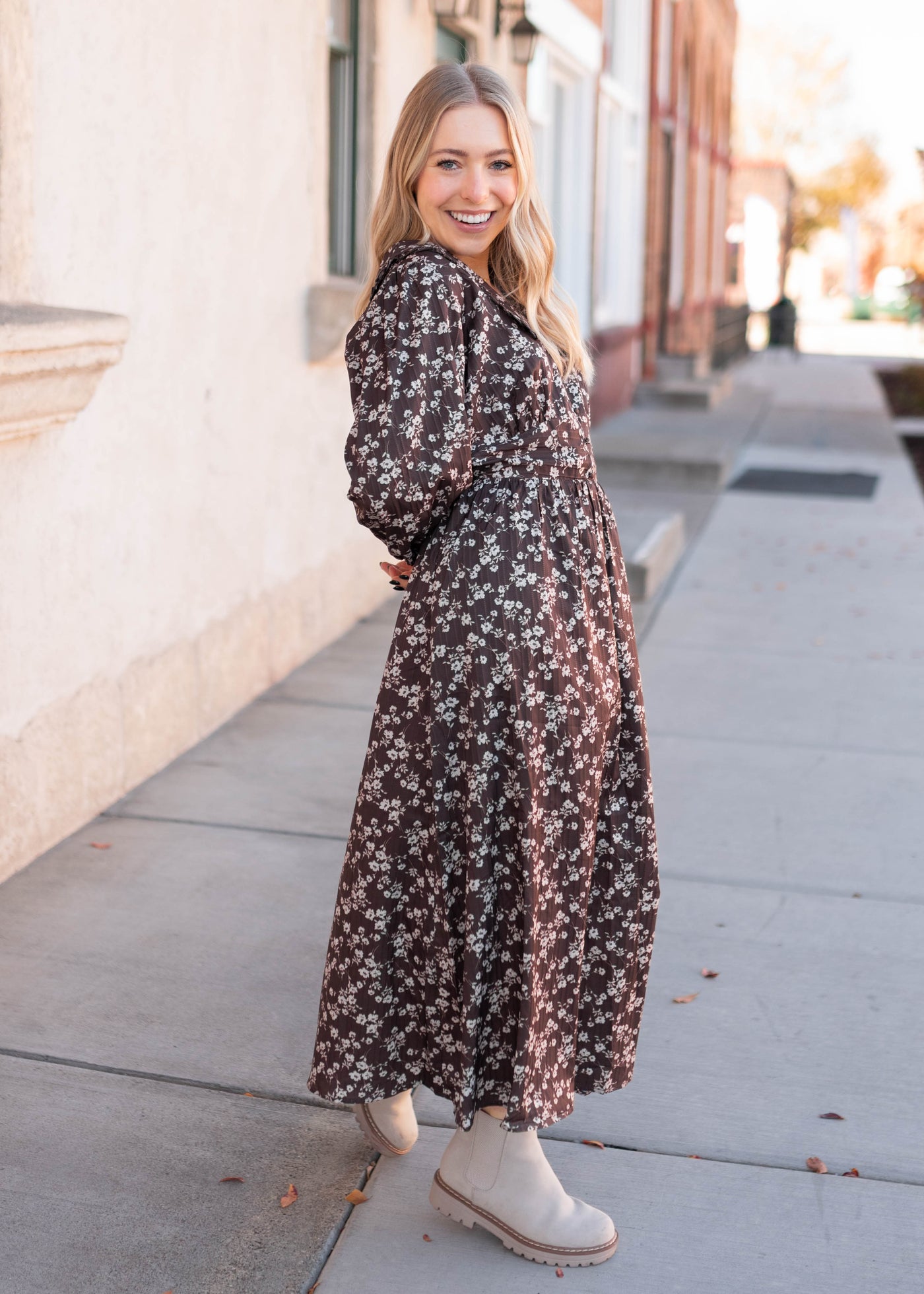 Eleanor Brown Floral Dress
