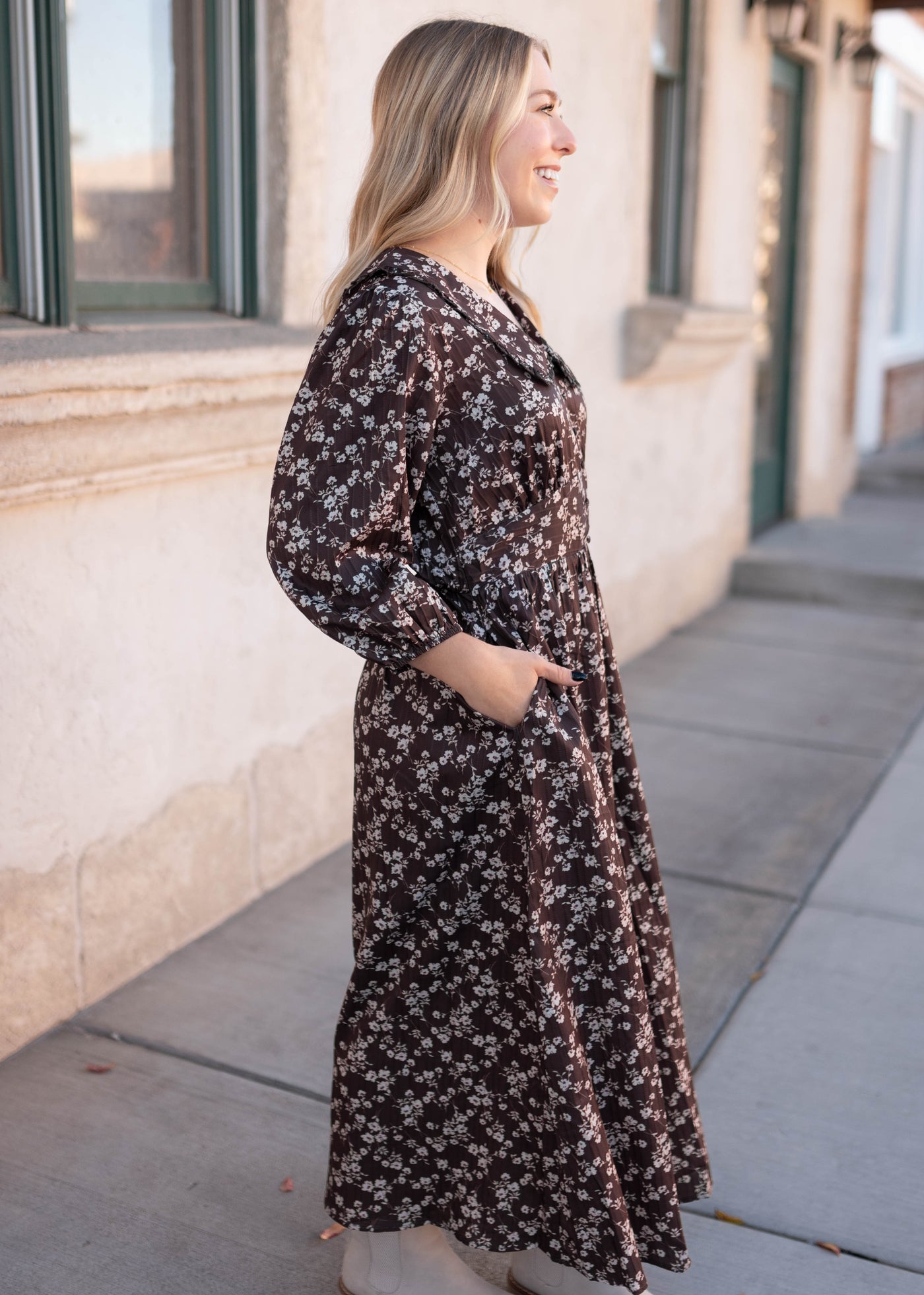 Eleanor Brown Floral Dress