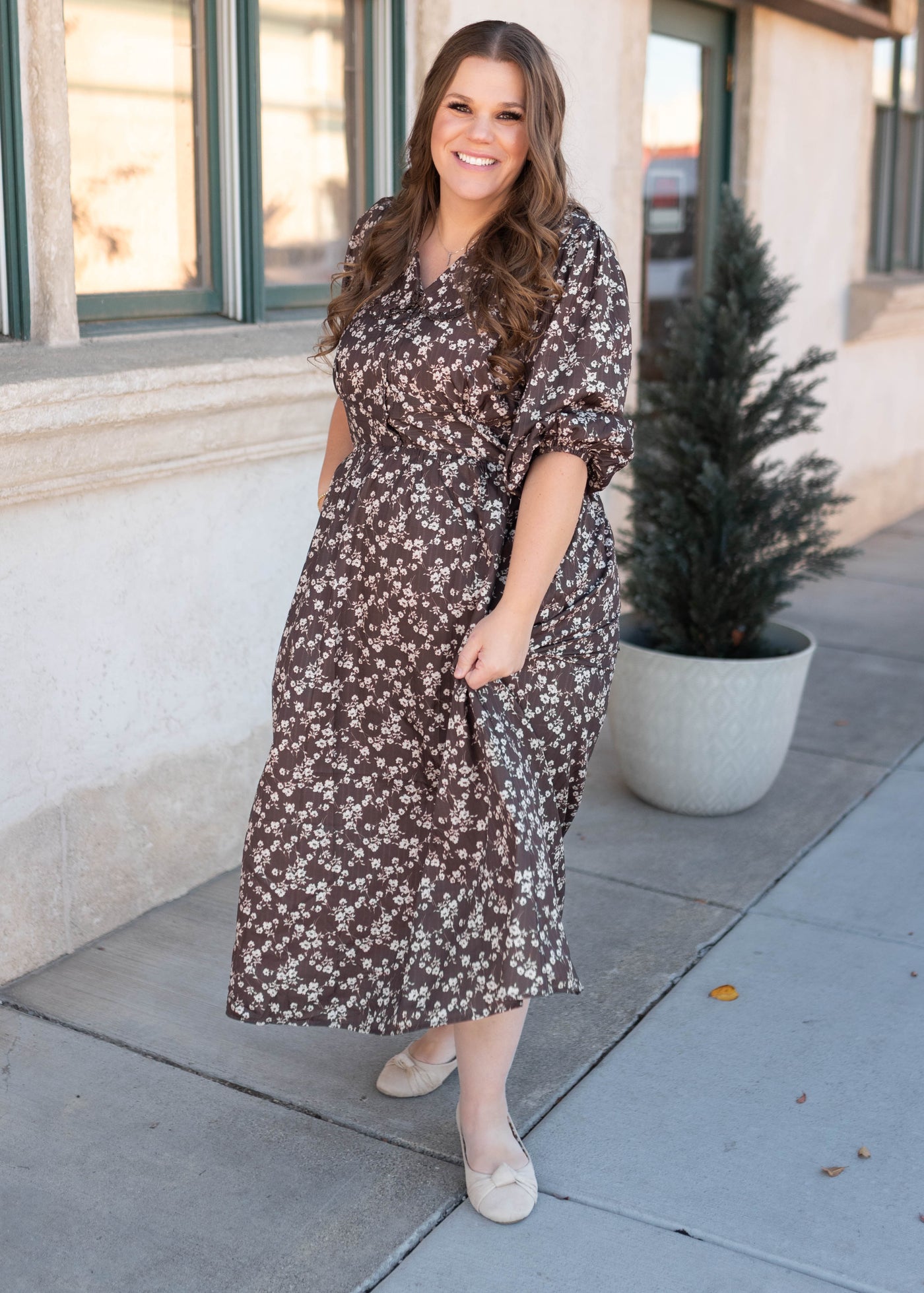 Eleanor Brown Floral Dress