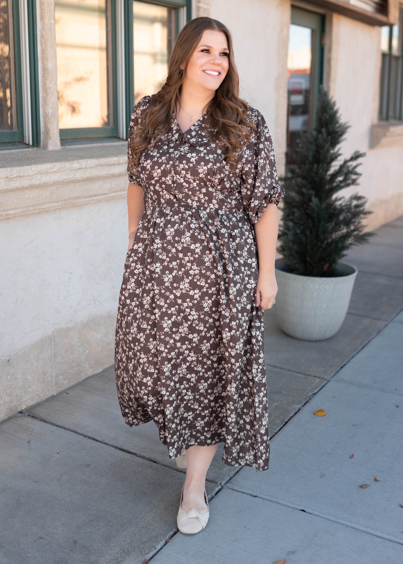 Eleanor Brown Floral Dress