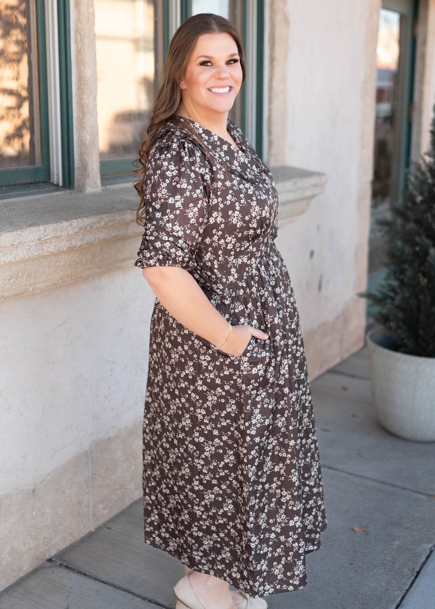 Eleanor Brown Floral Dress