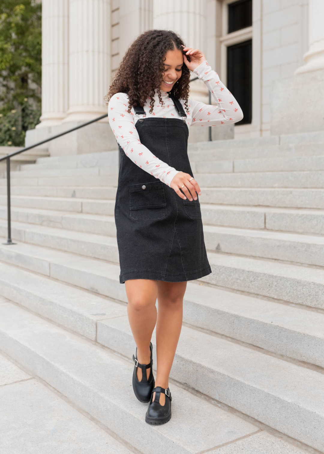 Elena Black Denim Overall Dress Cloud Ten – Lena Layne