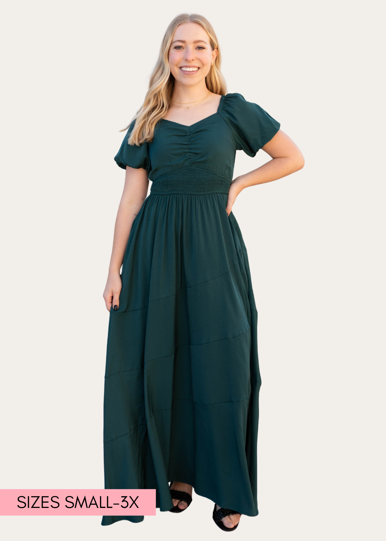 Elena Green Smocked Dress