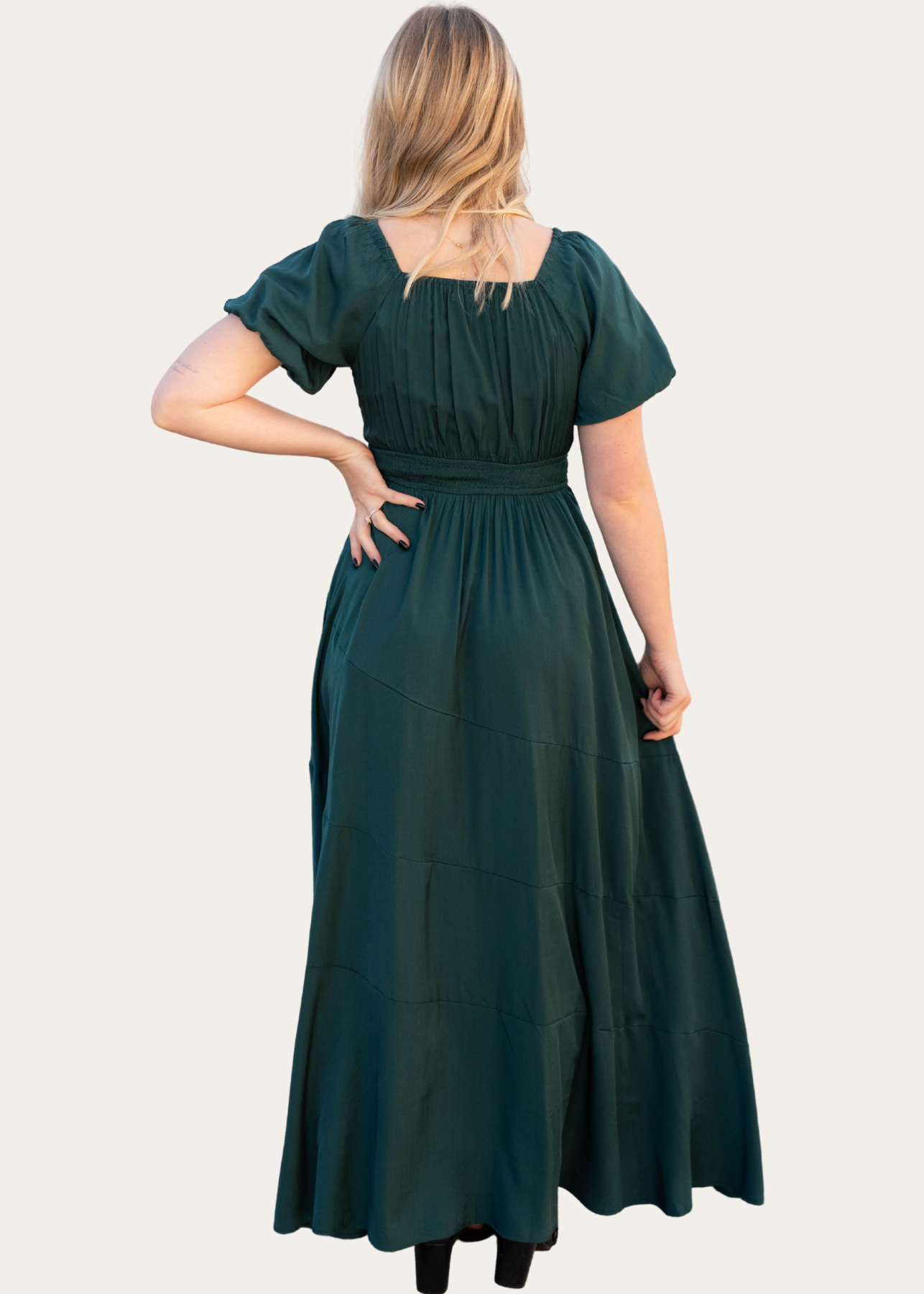Elena Green Smocked Dress