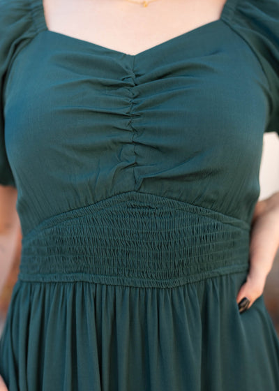 Elena Green Smocked Dress