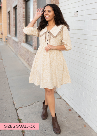 Taupe floral dress