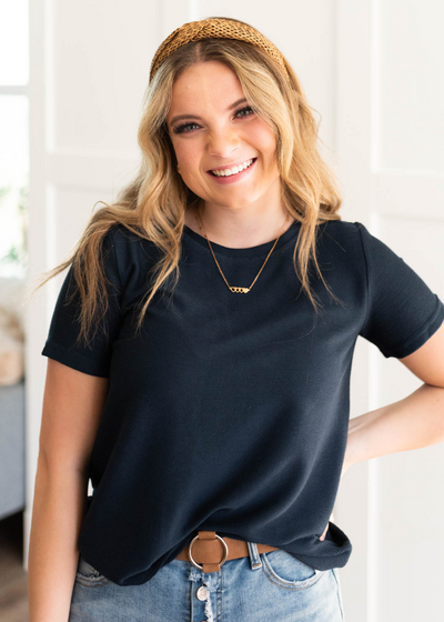 Navy textured top