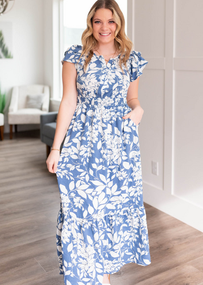 Blue floral dress with pockets