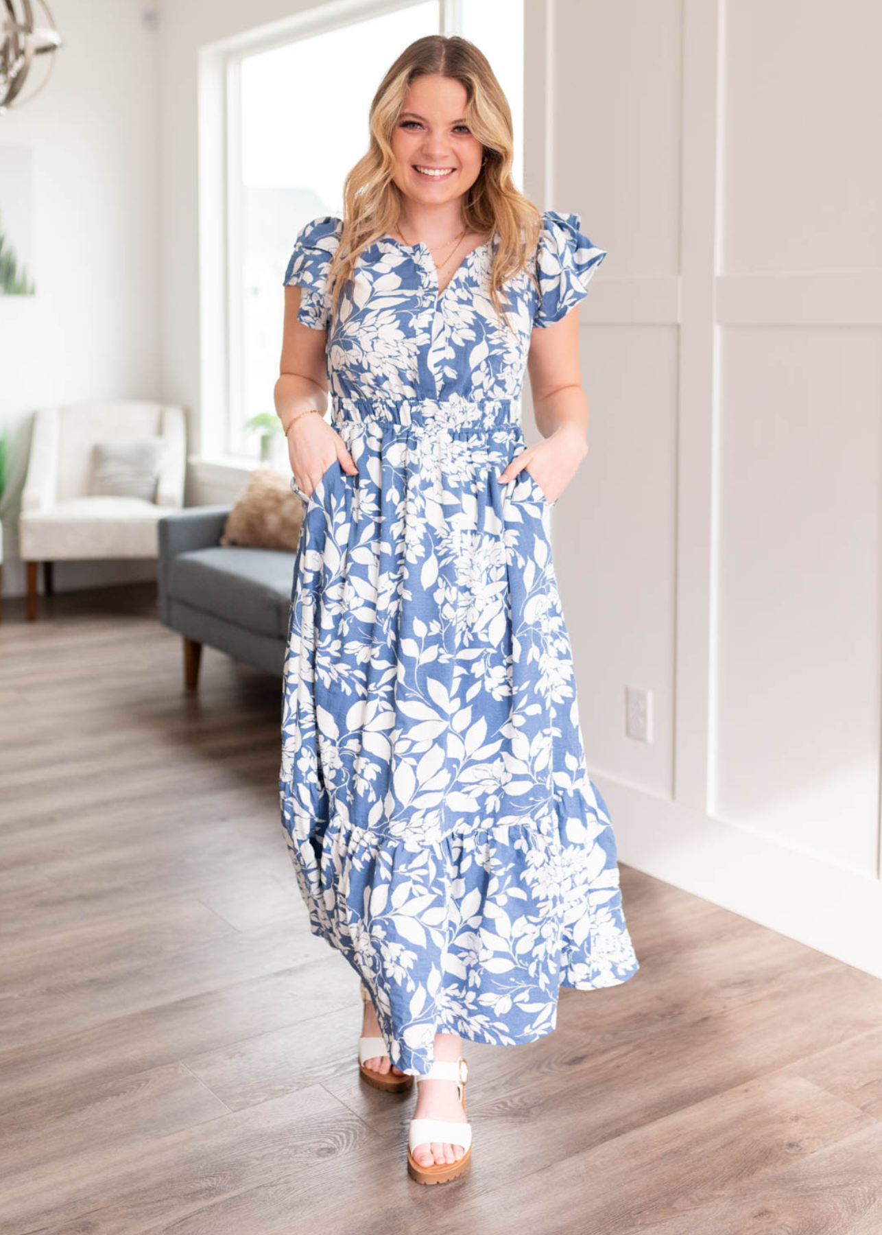Blue floral dress