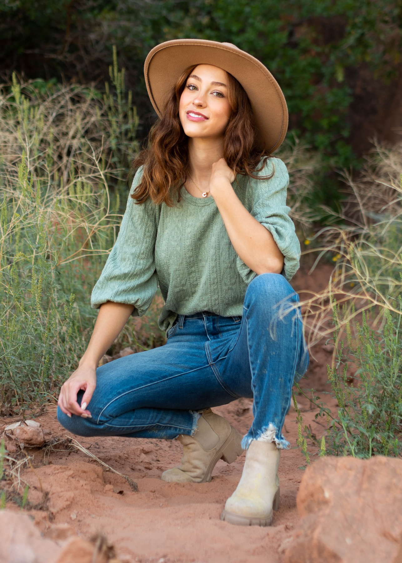 Sage top with 3/4 sleeves