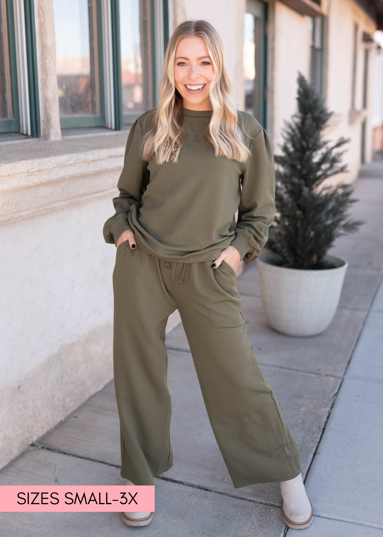 Olive textured pants