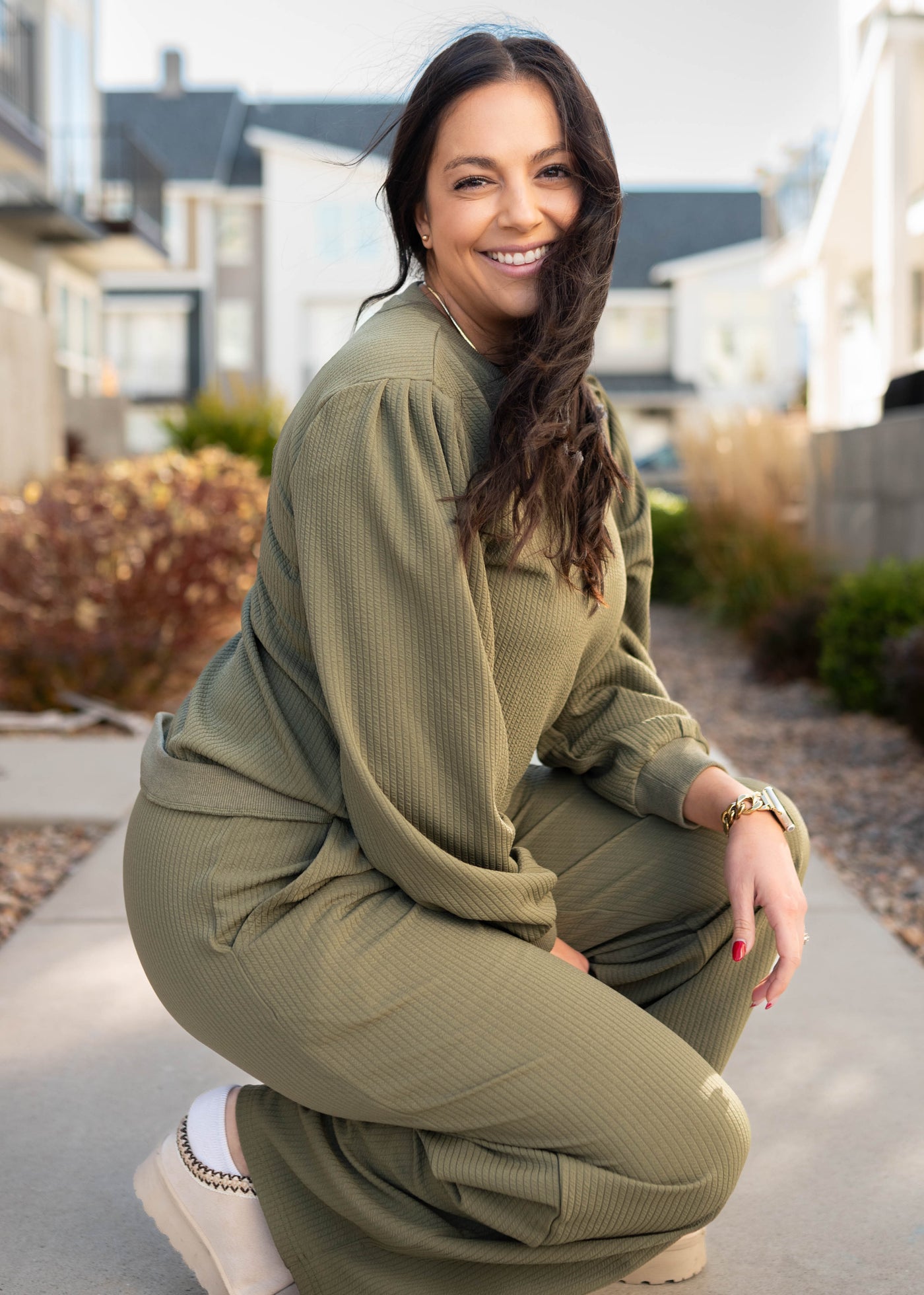 Emilie Olive Textured Pullover