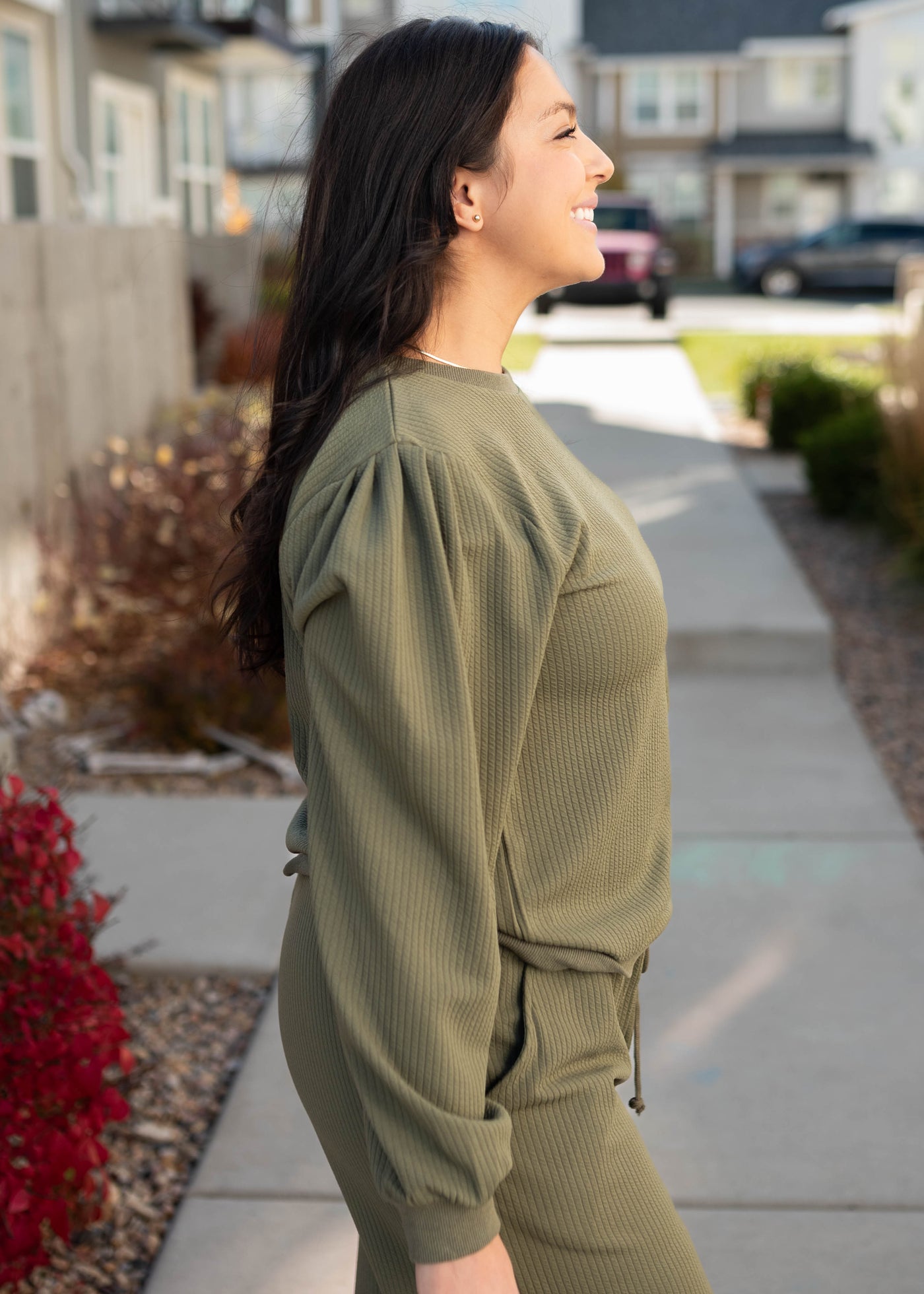 Emilie Olive Textured Pullover