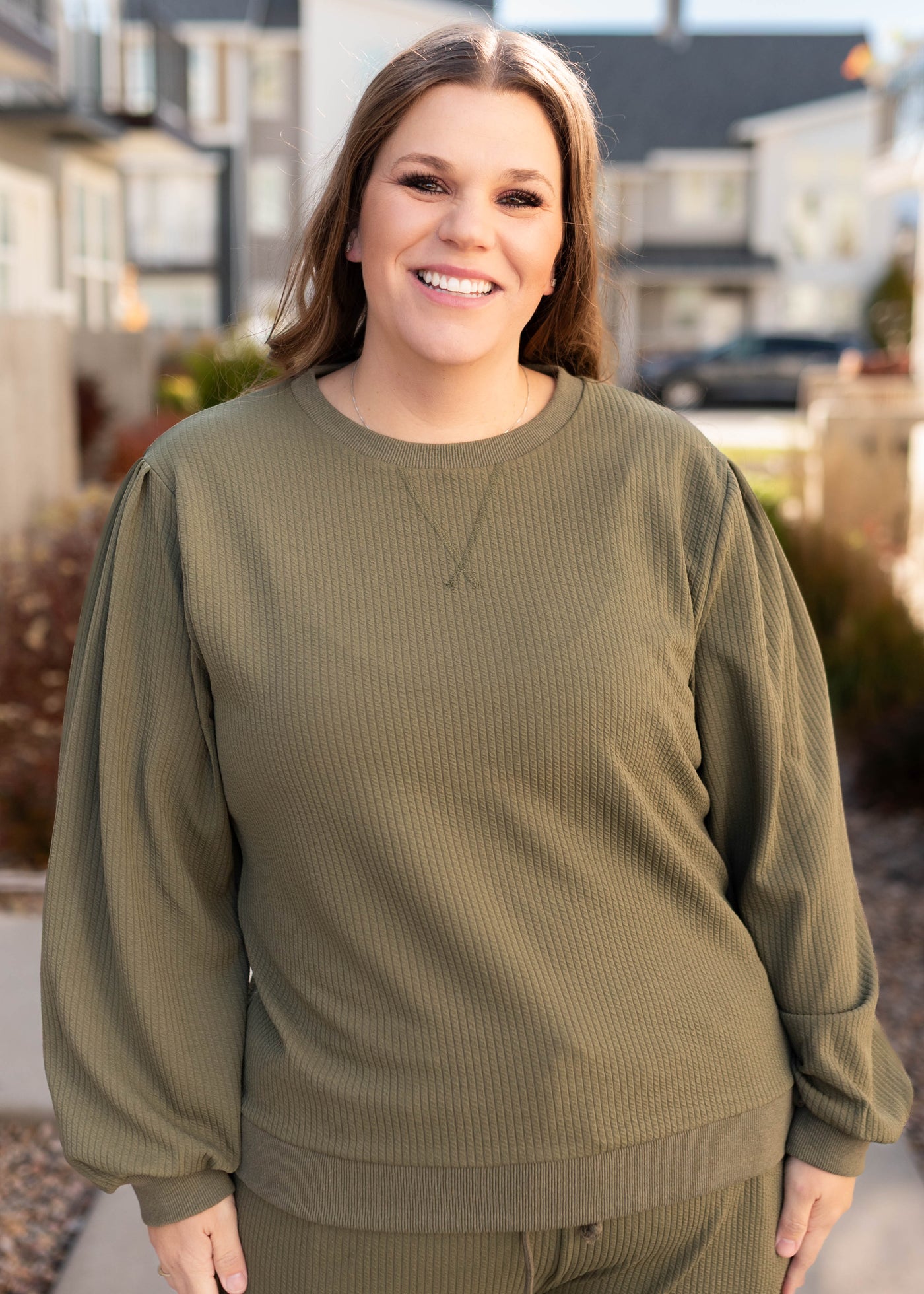 Emilie Olive Textured Pullover