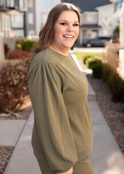 Emilie Olive Textured Pullover