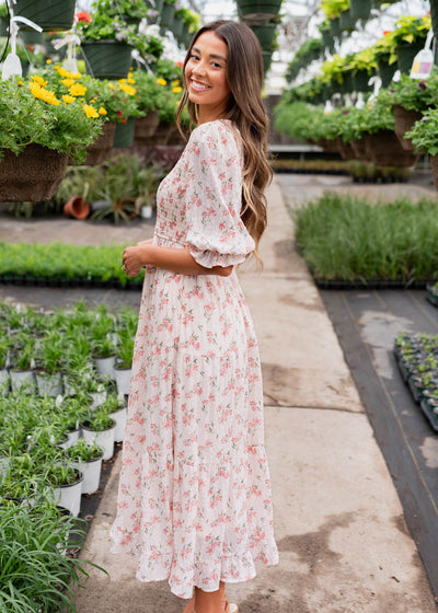 Emmie Pink Floral Tiered Dress
