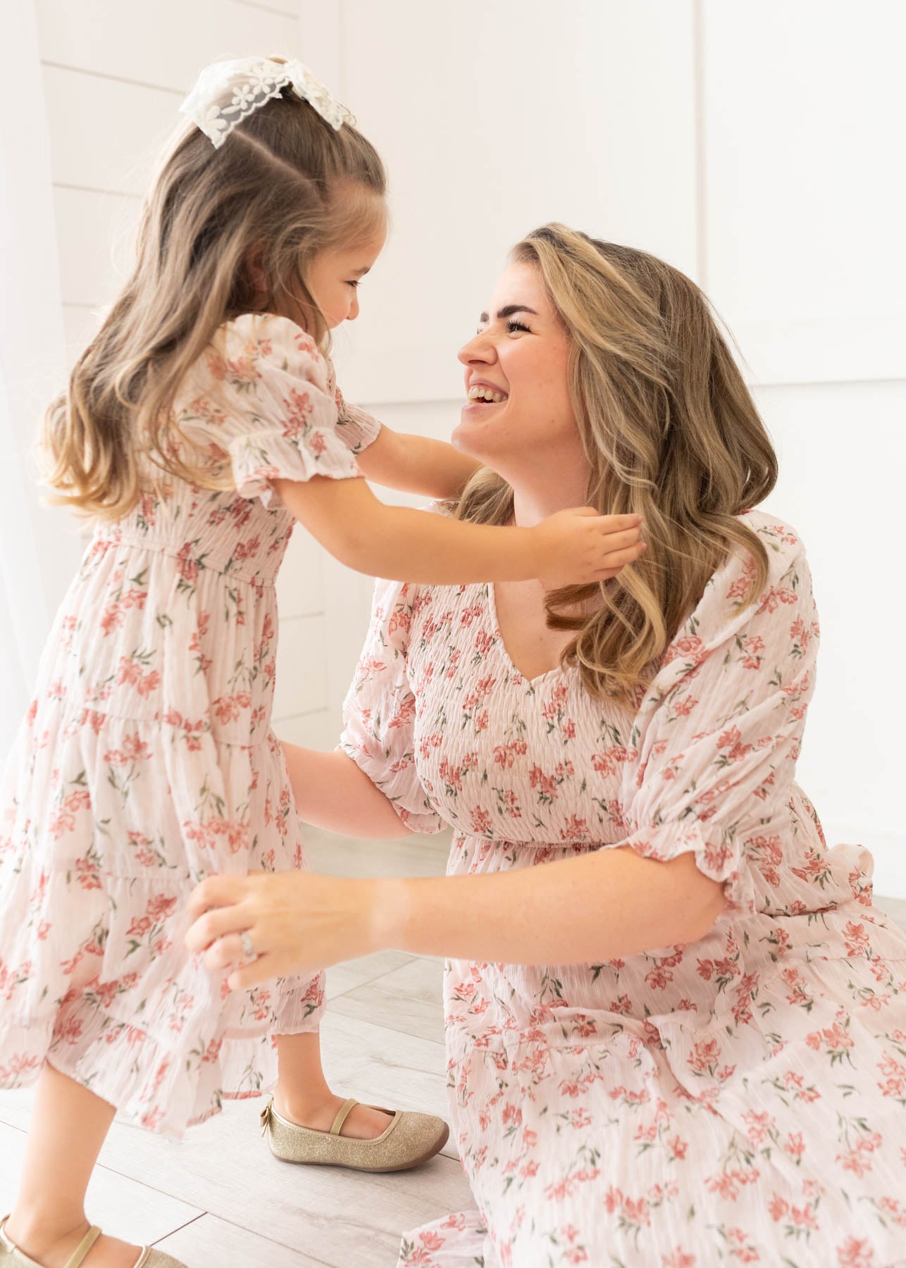 Emmie Pink Floral Tiered Little Girl Dress