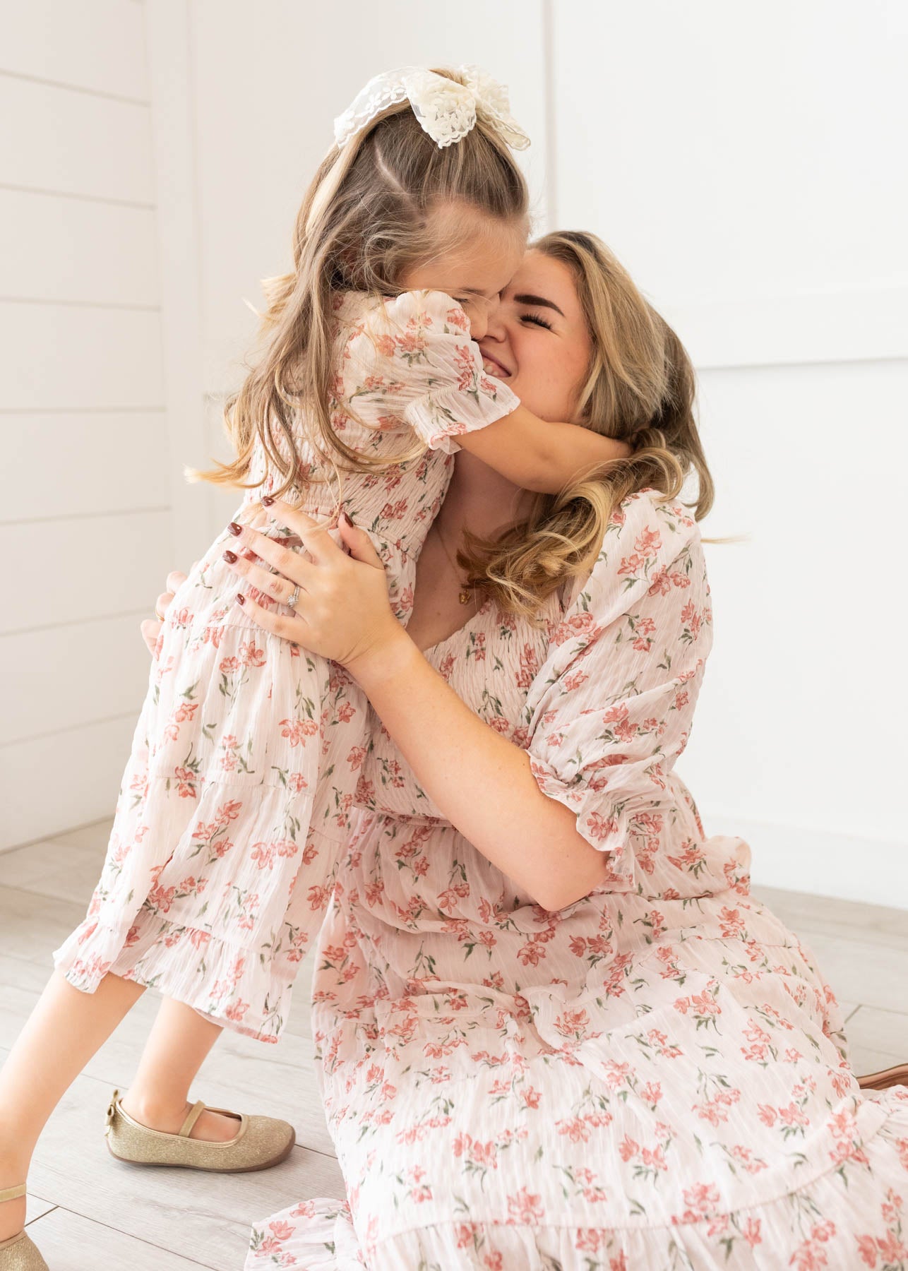 Emmie Pink Floral Tiered Little Girl Dress