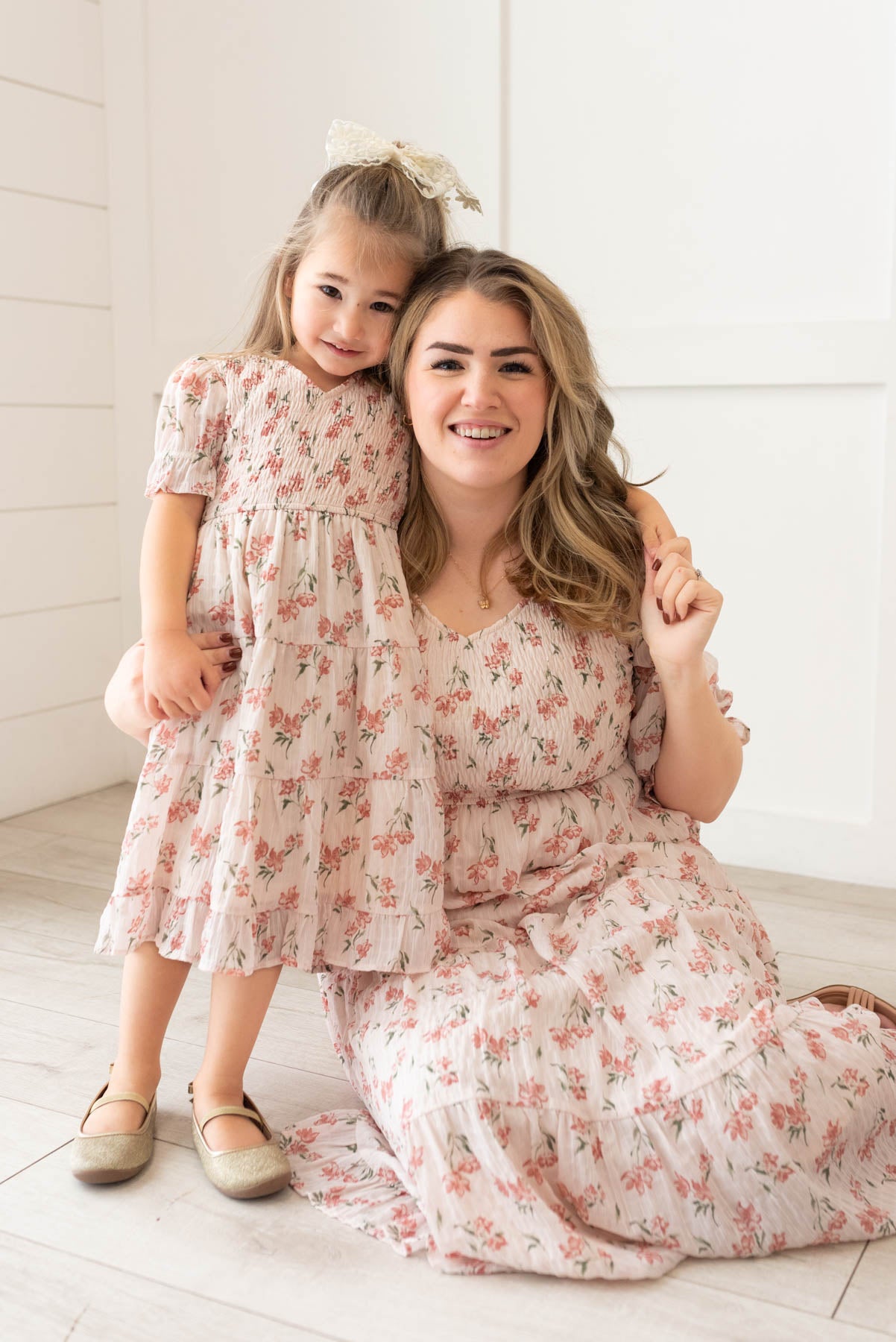 Emmie Pink Floral Tiered Little Girl Dress