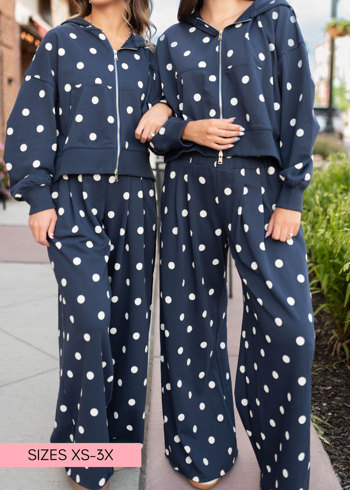 Erica Navy & Ivory Polka Dot Lounge Pants | Lena Layne