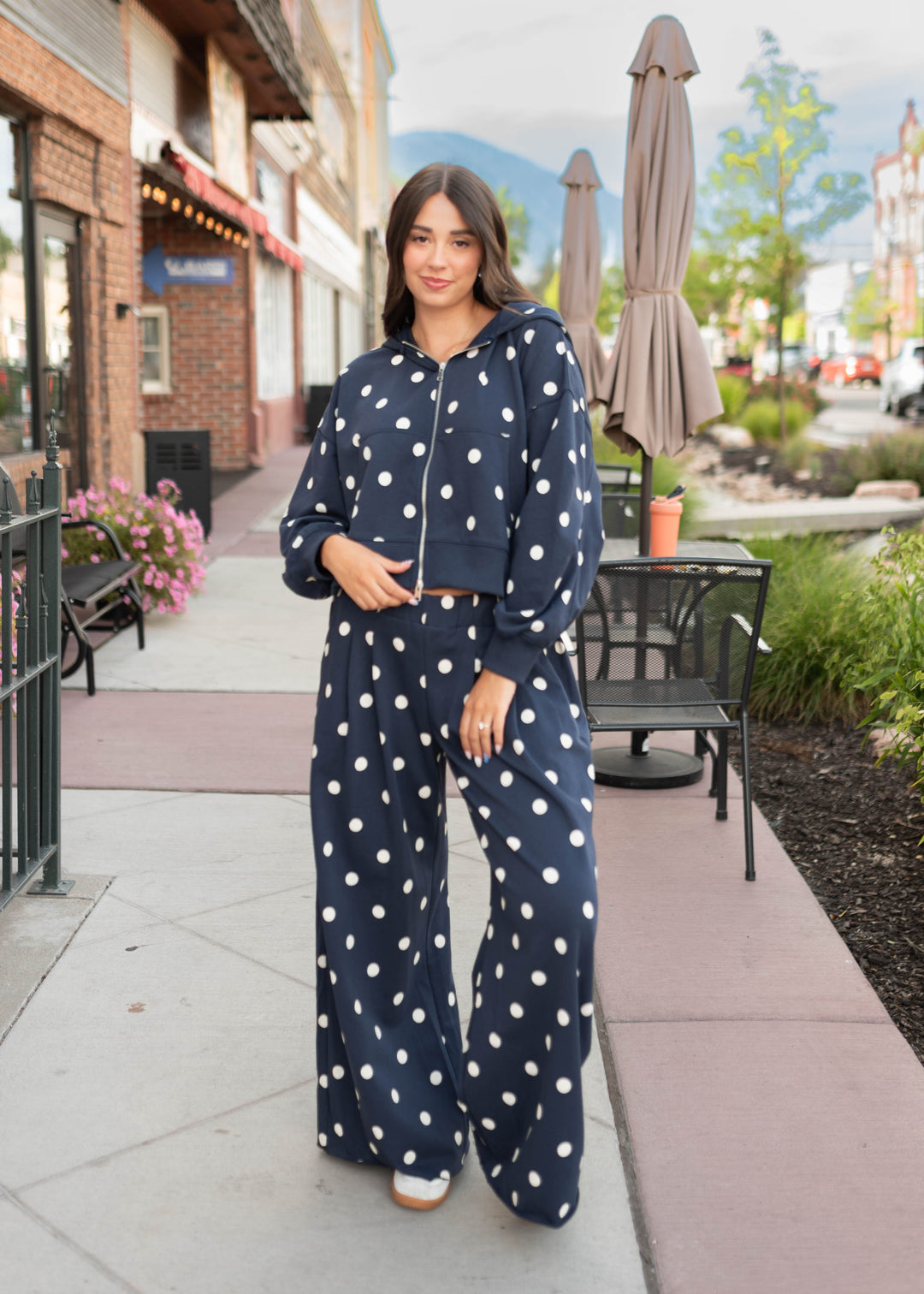 Erica Navy & Ivory Polka Dot Lounge Pants | Lena Layne