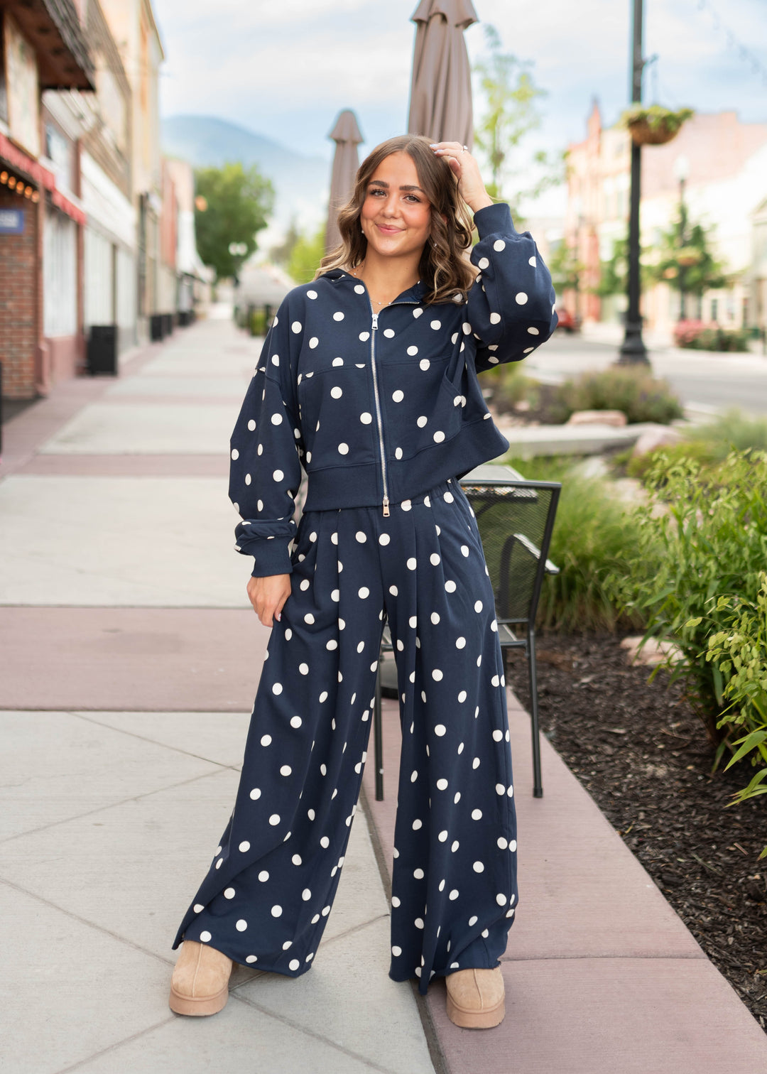 パンツ llic Dot Trouser 30 Erica Navy & Ivory Polka Dot Lounge Pants | Lena Layne